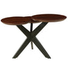 Modern Coffee Table with 3 Tier Wooden Top and Boomerang Legs, Brown and Black