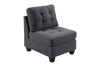 Living Room Furniture Tufted Armless Chair Grey Linen Like Fabric 1pc Armless Chair Cushion Nail heads Wooden Legs