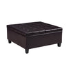 Large Square Faux Leather Storage Ottoman | Coffee table for Living Room & Bedroom (Dark Brown)