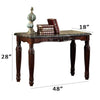 Traditional Espresso Solid wood Sofa Table Faux Marble Top Intricate design