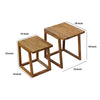 18, 15 Inch Rectangular 2 Piece Mango Wood Nesting Side Table Set with Grain Details, Brown