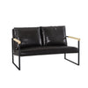 Metal Frame with Faux Leather Upholstery Loveseat  (Dark Brown)