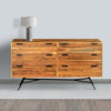 58 Inch Acacia Wood Sideboard with 6 Drawers and Iron Base, Brown