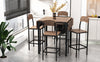 TOPMAX Farmhouse 5-piece Counter Height Drop Leaf Dining Table Set with Dining Chairs for 4,Black Frame+Brown Tabletop