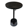 Aluminum Frame Round Side Table with Marble Top and Adjustable Height, Black