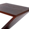 24 Inch Rectangular Mango Wood Side Table, Z Shaped Frame, Dark Brown