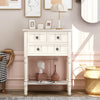 Narrow Console Table, Slim Sofa Table with Three Storage Drawers and Bottom Shelf (Ivory White)