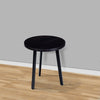 18 Inch Round Mango Wood Side End Table, Grooved Design, Metal Legs, Black