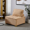 Lazy sofa ottoman with gold wooden legs teddy fabric (Khaki)