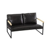 Metal Frame with Faux Leather Upholstery Loveseat  (Dark Brown)
