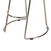 Ela 30 Inch Bar Stool with Mango Wood Saddle Seat, Iron Frame, Brown and Silver