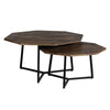 35, 28 Inch 2 Piece Nesting Coffee Table Set, Octagon Top, Mango Wood, Brown and Black