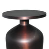 24 Inch Metal Frame End Table with Round Top and Bottle Shape Base, Garnet Red
