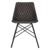 20 Inch Genuine Leather Accent Chair, Diamond Stitched, Metal Frame, Dark Brown, Black