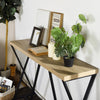 47.2'' Sofa Table; Wood Rectangle Console Table with Metal Frame - Oak & Black