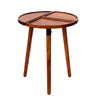 18 Inch Round Acacia Wood Side Accent End Table with 3 Tabletop Sections, Warm Brown