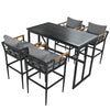 U_Style Steel Outdoor Dining Set with Acacia Wood Armrest Suitable For Patio, Balcony Or Backyard