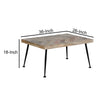 36 Inch Rectangular Mango Wood Coffee Table, Herringbone Design, Iron Legs, Brown, Black