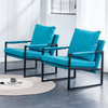PU Leather Accent Arm Chair Mid Century Modern Upholstered Armchair with Metal Frame Extra-Thick Padded Backrest and Seat Cushion Sofa Chairs for Living Room ( Cyan PU Leather + Metal + Foam )