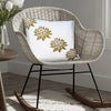 18 x 18 Square Accent Pillow, Soft Cotton Cover, Printed Lotus Flower, Polyester Filler, Gold, White