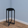 Ivy 24.5 Inch Round Marble Top Accent Side Table with Metal Frame, Black