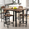 TOPMAX Farmhouse 5-piece Counter Height Drop Leaf Dining Table Set with Dining Chairs for 4,Black Frame+Brown Tabletop
