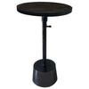 Aluminum Frame Round Side Table with Marble Top and Adjustable Height, Black