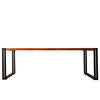 48 Inch Wooden Coffee Table with Double Metal Sled Base, Brown and Black