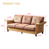 Living Room Furniture Linen Fabric Faux Leather with Wood Leg Sofa (Red Brown)
