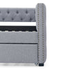 Daybed with Trundle Upholstered Tufted Sofa Bed, with Button and Copper Nail on Square Arms，Full Daybed & Twin Trundle, Grey（85“x57”x31.5“）