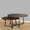 35, 28 Inch 2 Piece Nesting Coffee Table Set, Octagon Top, Mango Wood, Brown and Black