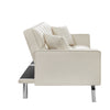 cream white  Velvet Sofa Couch Bed with Armrests and 2 Pillows for Living Room and Bedroom .(White)