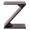 24 Inch Rectangular Mango Wood Side Table, Z Shaped Frame, Dark Brown