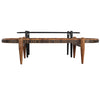 50, 39 Inch 2 Piece Oval Acacia Wood and Metal Nesting Coffee Table Set, Brown and Black
