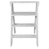 27 Inch Pinewood Ladder Bookcase, 4 Tier Open Shelves, Weathered White