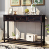 TREXM Console Table Sofa Table with Drawers for Entryway with Projecting Drawers and Long Shelf (Espresso)