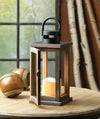 Wood Lantern with LED Candle - 11 inches