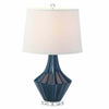 Blue and White Porcelain Table Lamp with Linen Shade