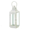 Distressed White Metal Candle Lantern - 12 inches