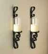 Scrolled Iron Candle Sconce Pair