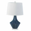 Blue and White Porcelain Table Lamp with Linen Shade