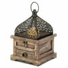 Flip-Top Wood Lantern with Drawer - 8 inches