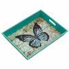 Blue Butterfly Wood Serving Tray